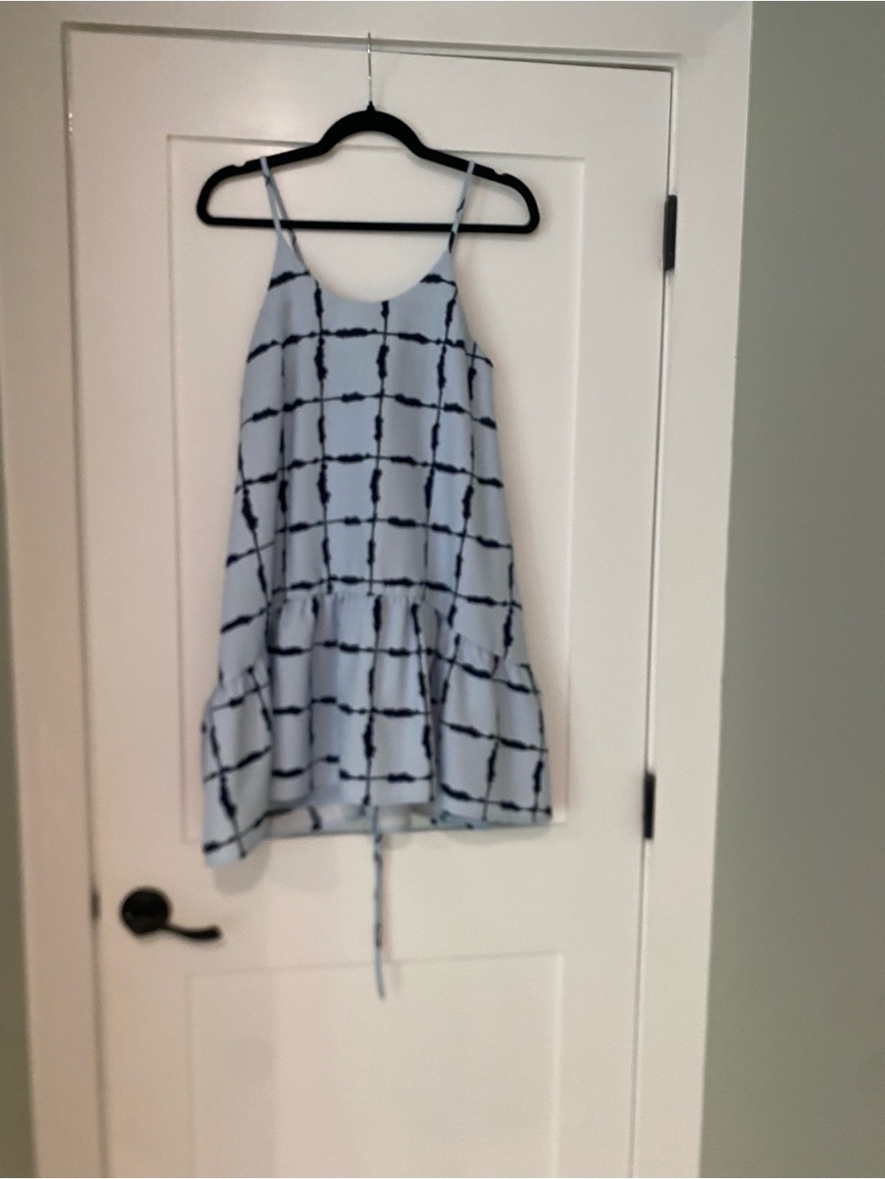Light Blue Tie-Dye Grid Spaghetti Strap mini